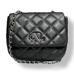 CXL by Christian Lacroix Black Quilted Vegan Leather Shoulder Bag Valo Chain $88